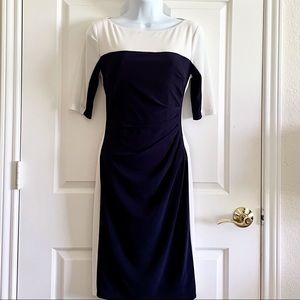 NWT CHAPS Navy/White Color Block Dress
